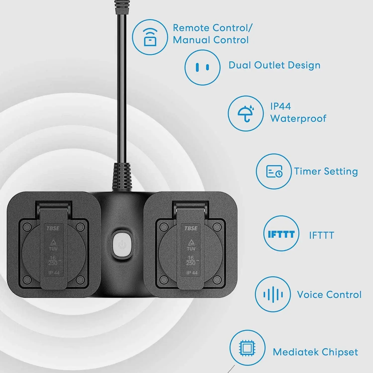 Prise extérieure connectée Meross MSS620HK Wi-Fi - www.domotique