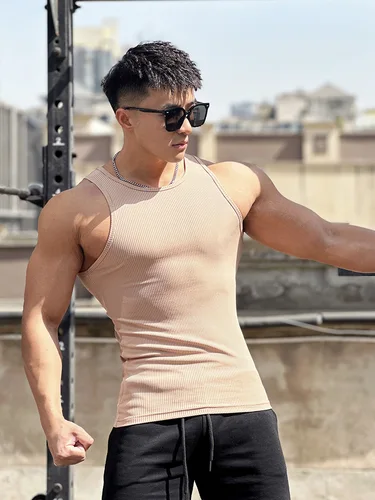 남성용 코튼 라운드넥 오버사이즈 민소매 티셔츠, 헬스장 스포츠 피트니스 러닝 트레이닝 보디빌딩 탱크탑, 여름 신상 2