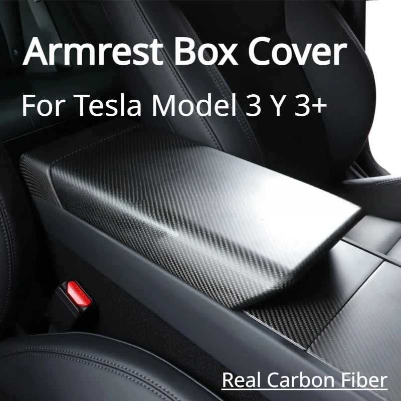 

Real Carbon Fiber for Tesla Model 3 Y 3+ Armrest Box Cover 3K 240G Handmade Central Armrest Box Shell New Model3 Highland 2024