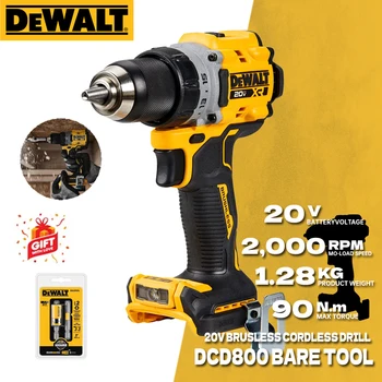 DEWALT DCD800B 무선 컴팩트 드릴 드라이버 베어 도구, 20V XR 1/2 인 브러시리스 핸드 전기 드릴 키트, Dewalt 전동 공구 DCD800