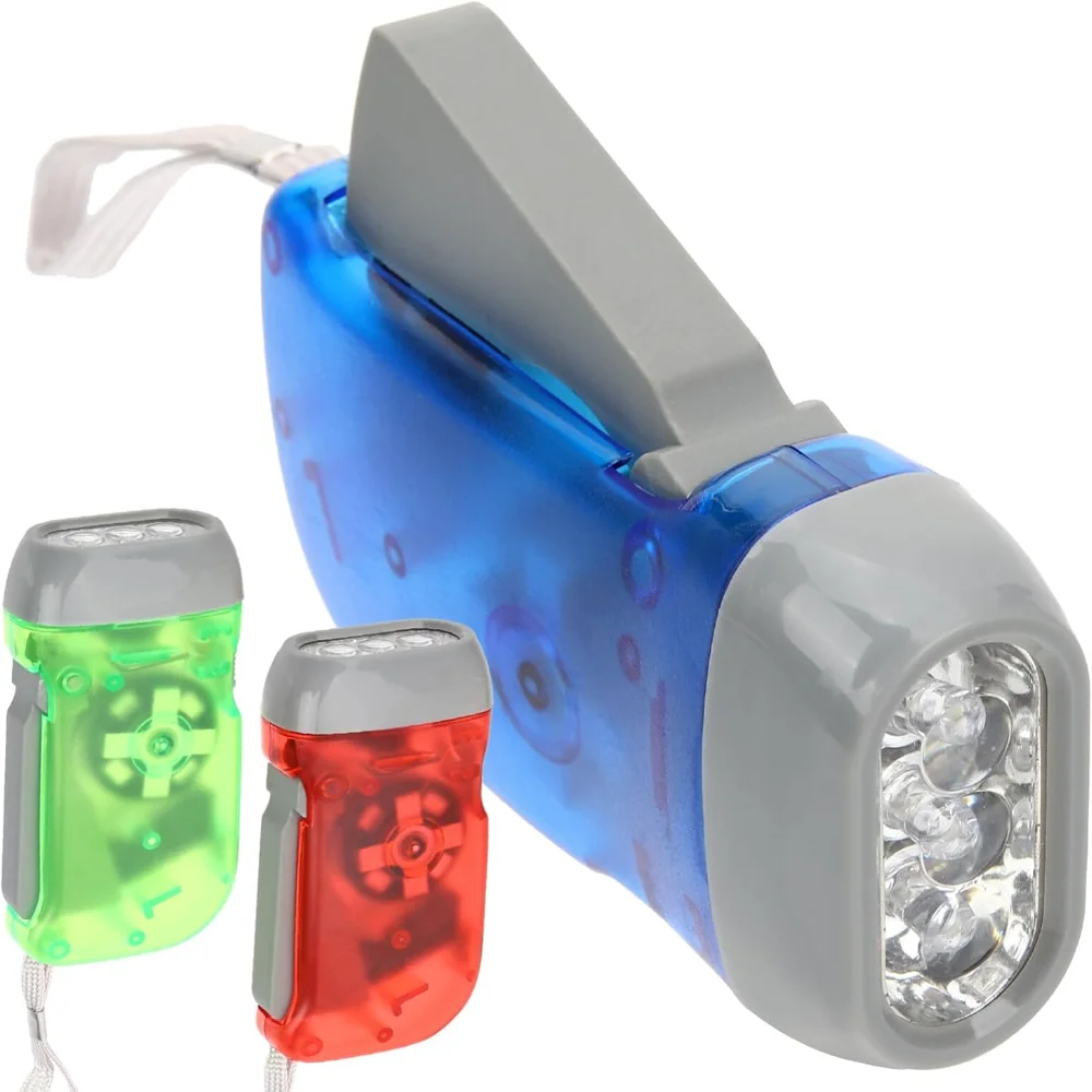 Small Flashlight Hand Crank 3Pcs Hand Held Crank Emergency Flashlights Camping, , Car Portable Flashlight for Hiking, Outdoor Sp - 3