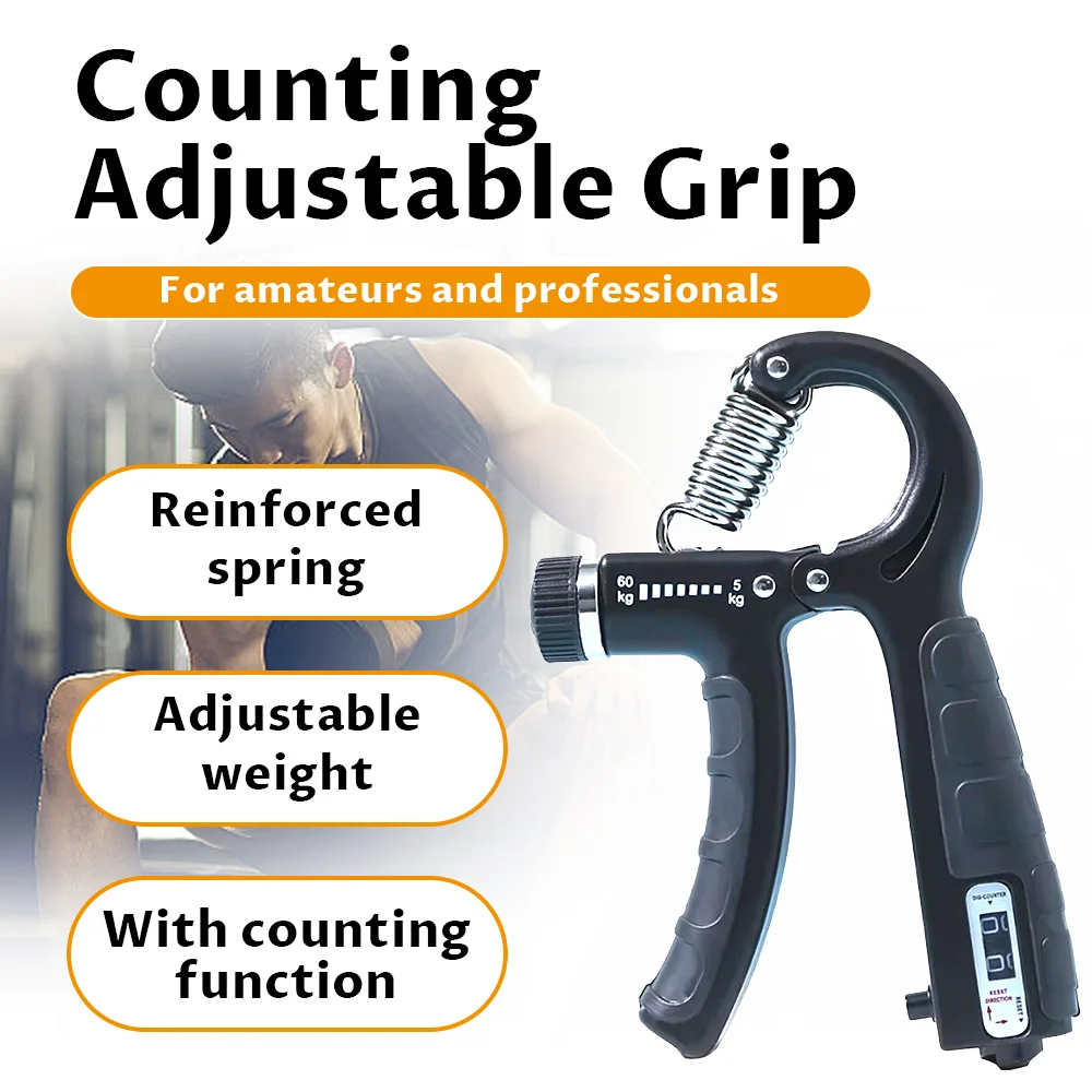 Forearm exerciser 5-60kg adjustable counting professional grip strength exercise finger rehabilitation for muscle building