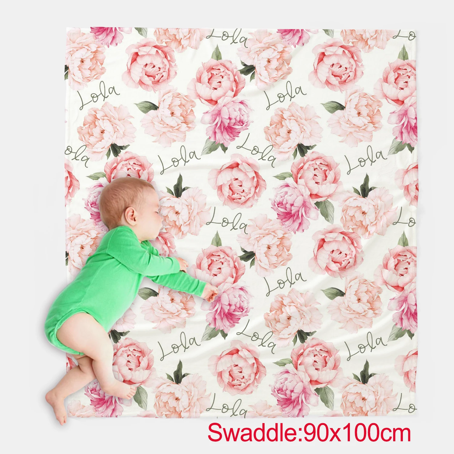 Personalized Baby Blanket - Floral Bunny Design, Custom Name, 30x40 Inch Flannel Swaddle For Shower Gift - View #9