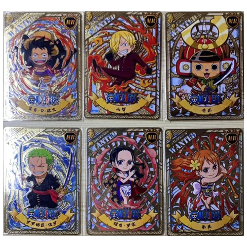 

Anime ONE PIECE Rare MR Metal Refractive Flash Cards Luffy Zoro Sanji Nami Robin Toys for boys Collectible Cards Birthday Gifts