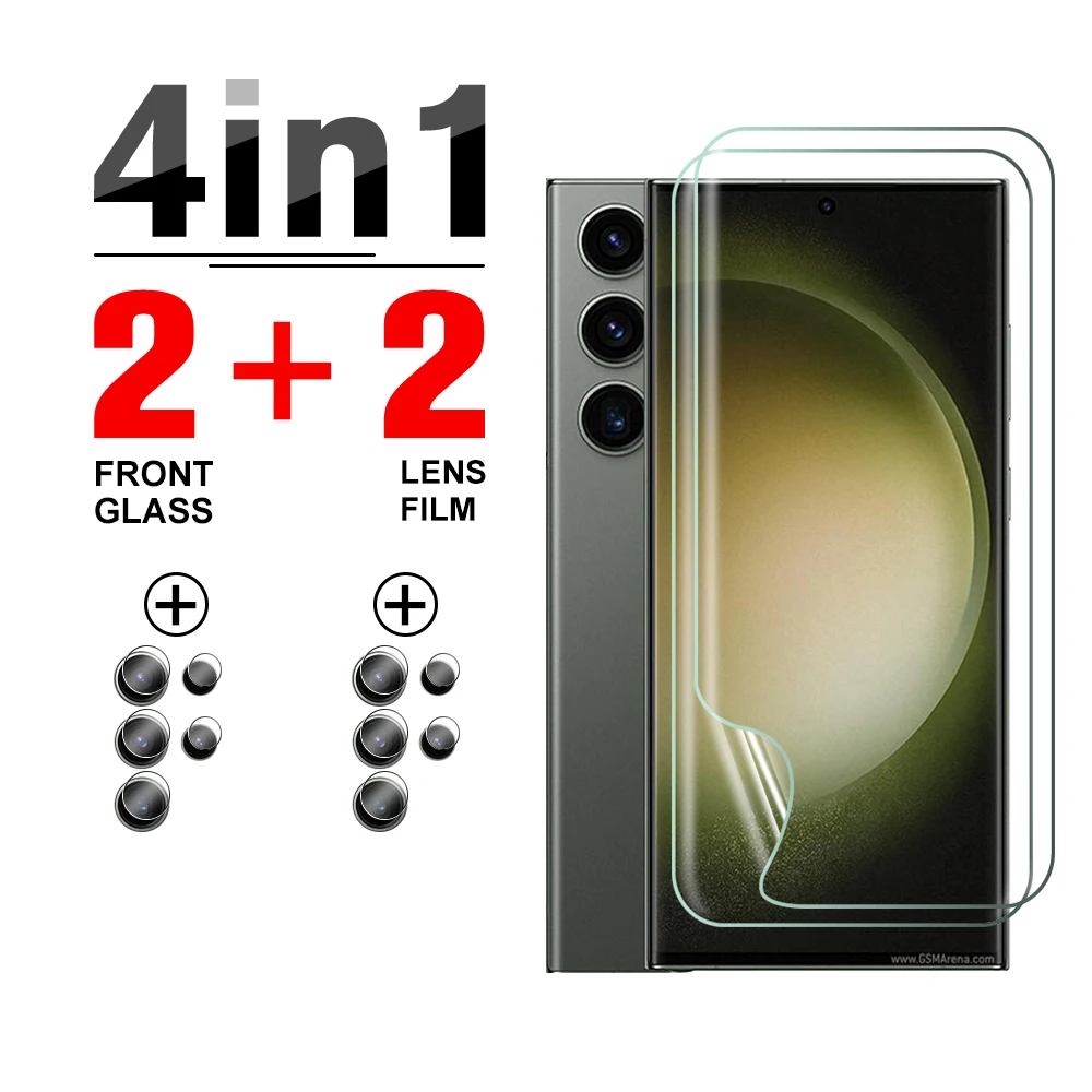 Pellicola Idrogel Trasparente 4 In1 Per Samsung Galaxy S23 Ultra 2023 Samsun S23Ultra S 23 23 S 6.8 Pollici Lente Della Fotocamera Vetro Protettivo