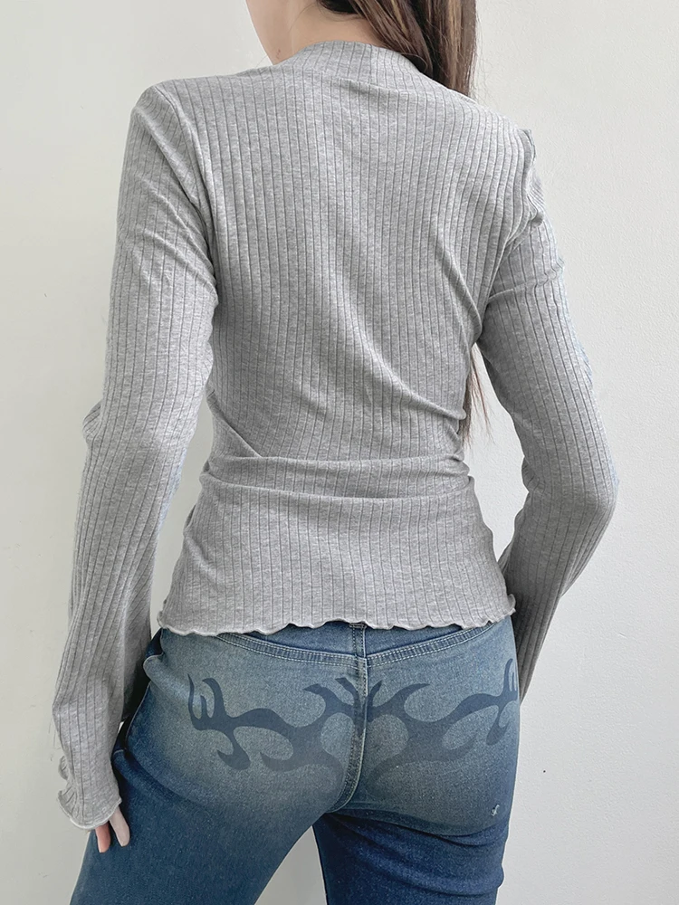 IAMHOTTY y2k Lace Patchwork Fake Two Piece T-shirt Fairycore