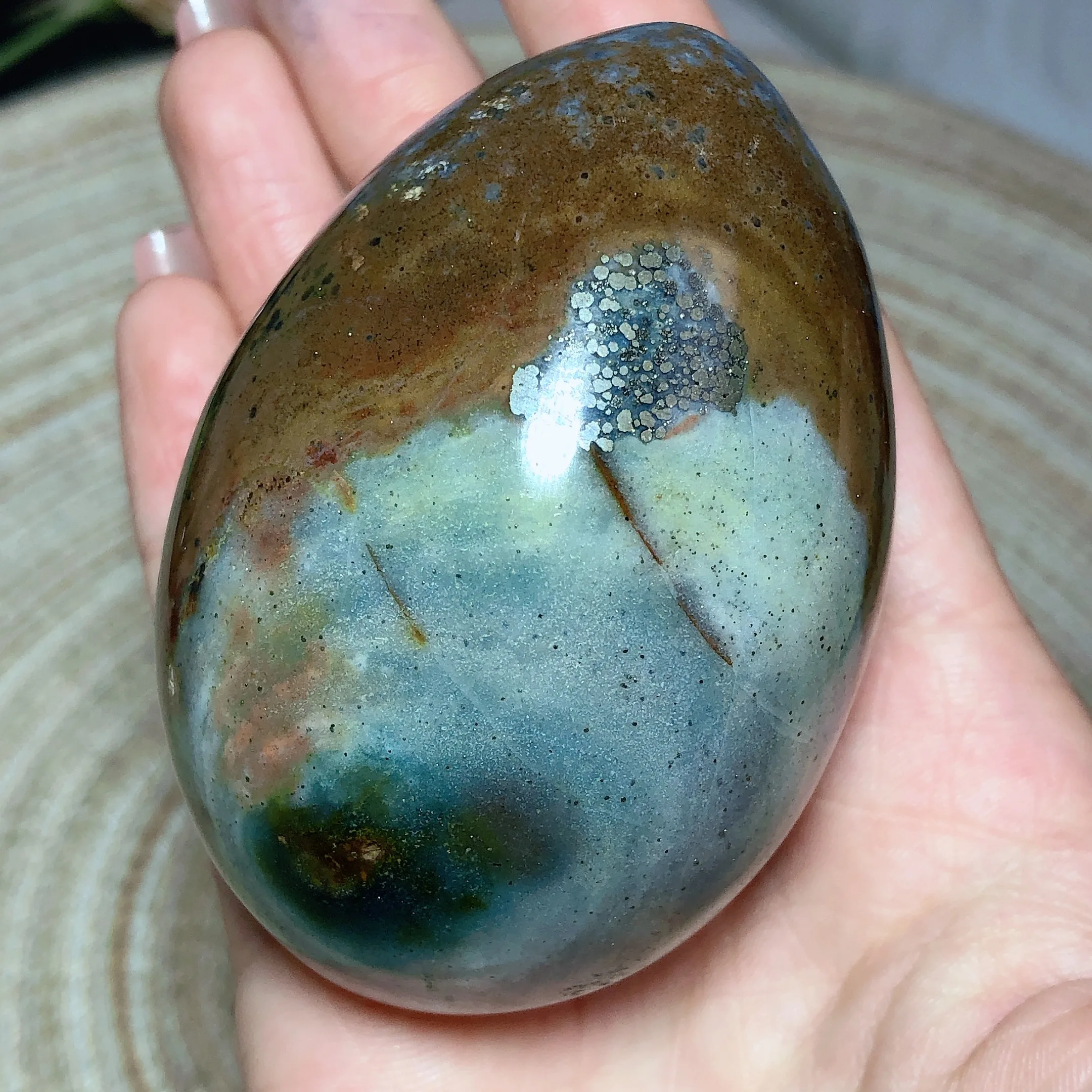 Natural Crystals Ocean Jasper Eggs Healing Hot Sale Energy Ornament High Quality Home Decorations Room Decro 5