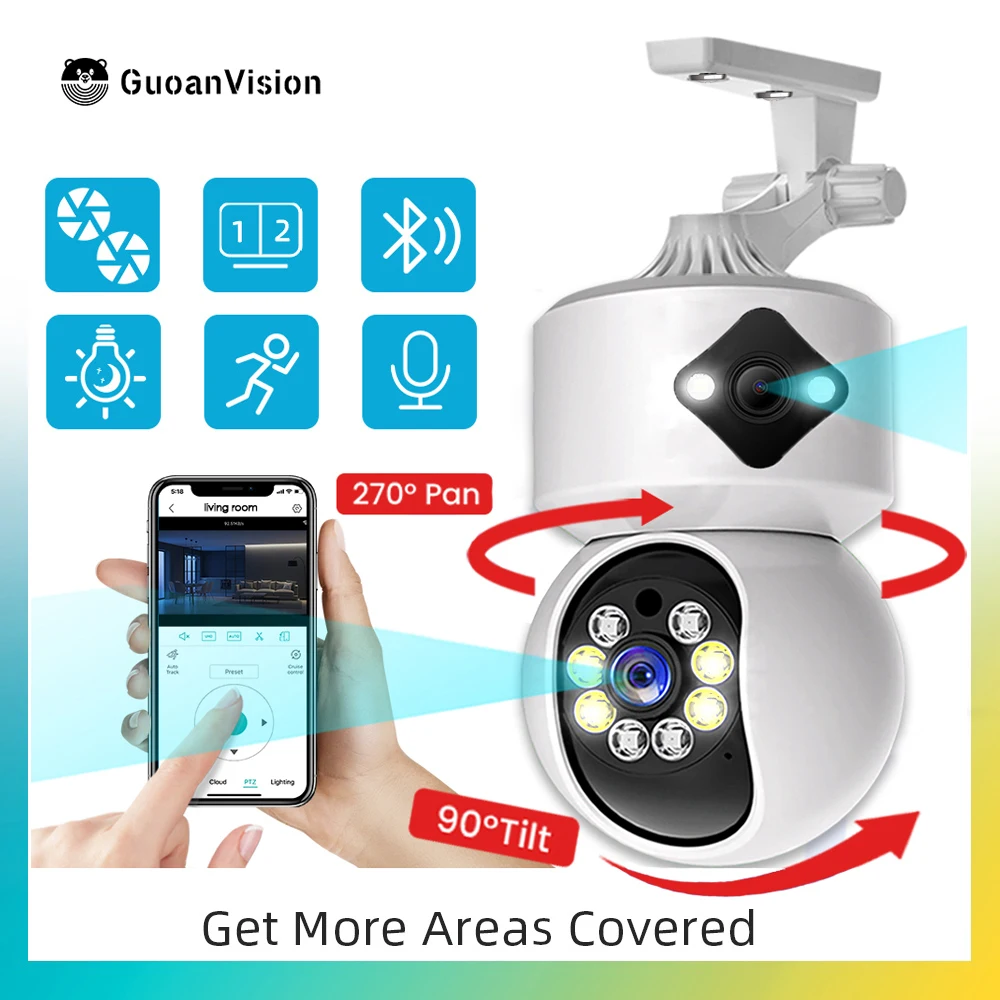 Guoan Vision CCTV 2K HD Night Vision Monitor Outdoor Indoor Camera Baby Pet Intelligent Tracking Voice Intercom Mobile Phone