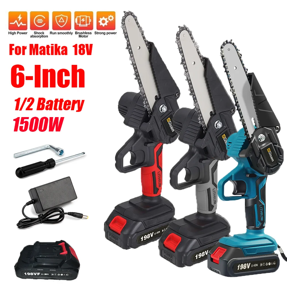 6 Inch Removable Mini Pruning Electric Chainsaw With Lithium Battery Cordless Chain Saw Garden Woodworking Tools For Makita 18V |
