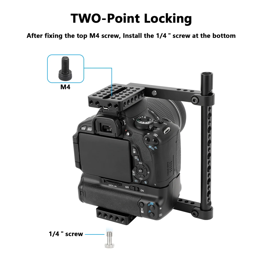 Universal Camera Cage Rig With Wooden Handle Grip& Top Handgrip& Shoe Mount For
