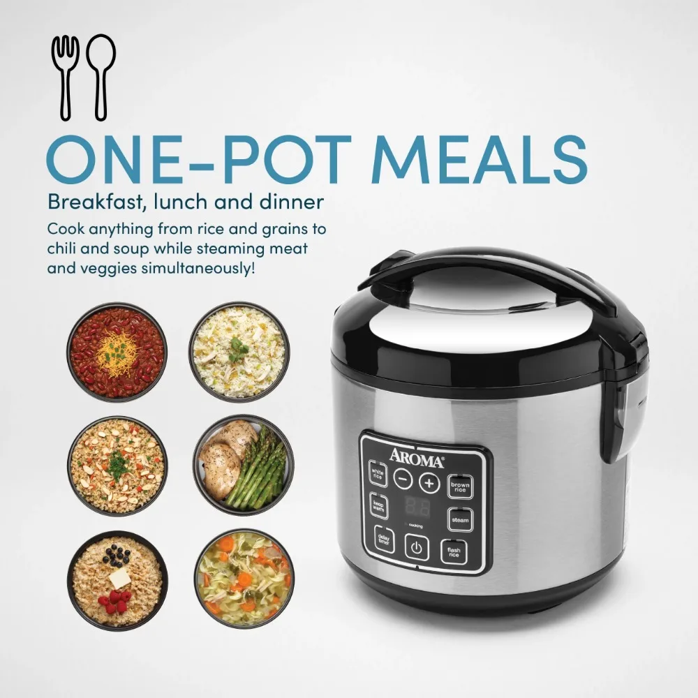 Aroma 8-Cup Programmable Rice & Grain Cooker, Steamer，What's Included  Measuring Cup, Spatula, and Steaming Tray