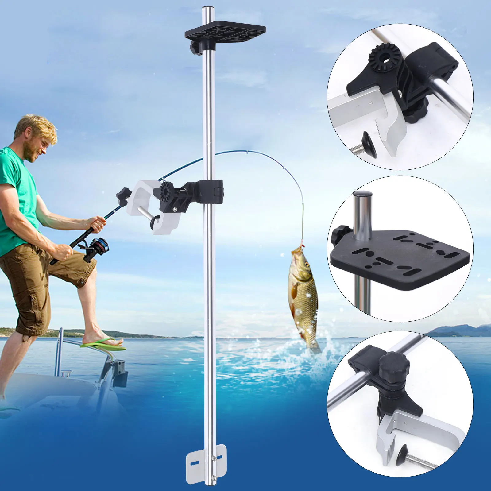 Portable Adjustable Aluminum Alloy Ice Fishing Pole Bracket Fish Rod Holder Universal Marine Yacht Boat Accessories Fishing Tool rv 12v 24v controle button universal 6 gang switch panel blanks holder housing kit boat car led marine rocker switch panel