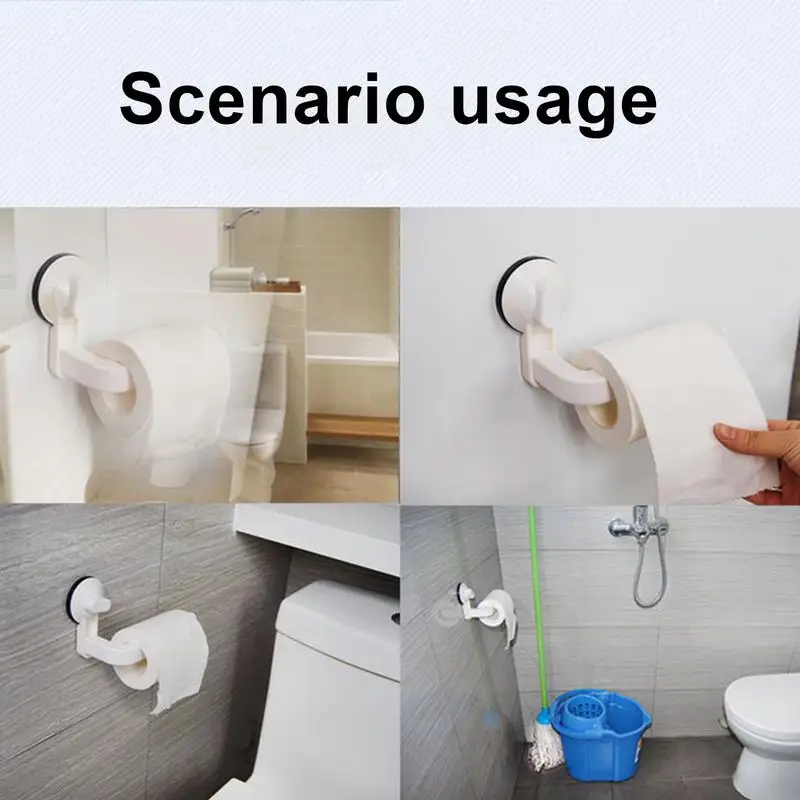 Suction Cup Toilet Paper Holder Multi-Purpose Suction Stick-On cup roll holder With Thickened Design