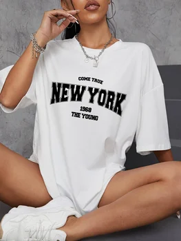 When 1968 The New York Is Young Woman Tshirts Oversize Daily Tshirts Creativity Streettshirt Individual Casual Clothes 1