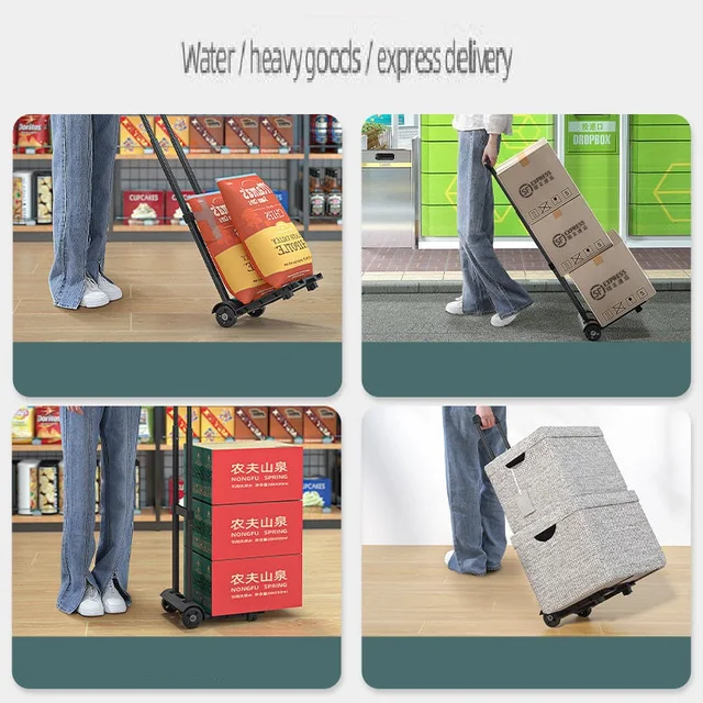 Szerszámkocsi Összecsukható Kocsi Hordozható, Behúzható Kemping Vásárlás Kézi Kosár Méretezhető Poggyász Hordozó Alumínium Ötvözetű Szerszám - Image 5