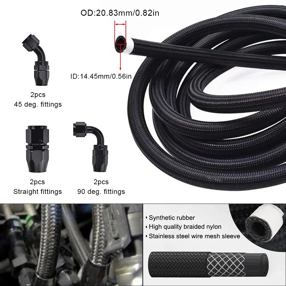 

Fuel Hose CPE Rubber Oil Gas Cooler Hose Line Pipe Tube Nylon Stainless Steel Braided Inside AN10 4m