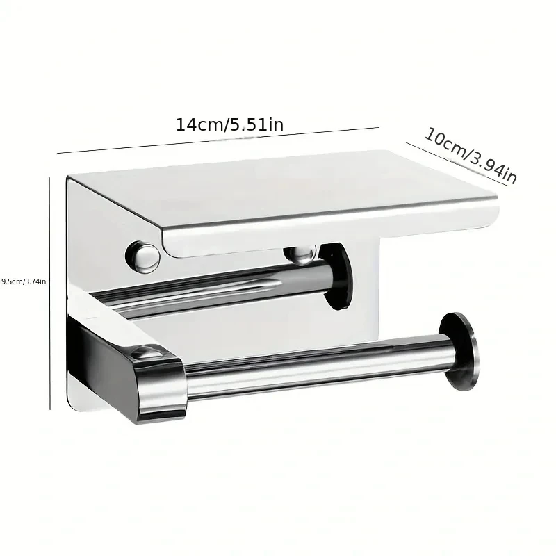304 Stainless Steel Tissue Holder Toilet Paper Holder Roll Paper Bathroom Phone Storage Rack 1PC