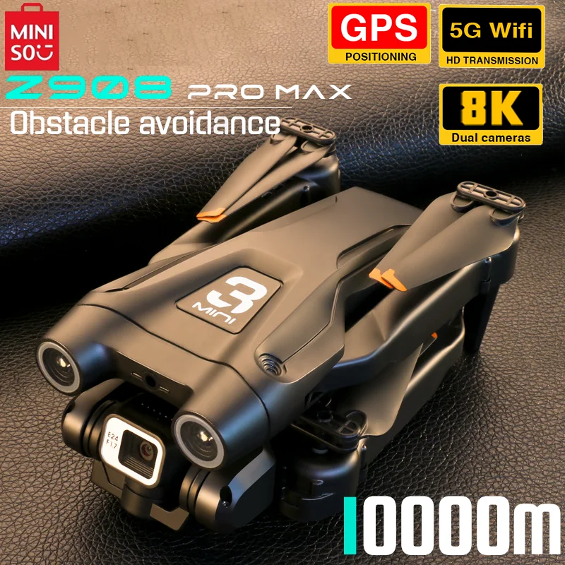 Дрон Lenovo Z908 Pro Max с GPS, 8K HD, двойная камера, оптический поток, обход препятствий, бесщеточный складной Квадрокоптер с дистанционным управлением 9000 м