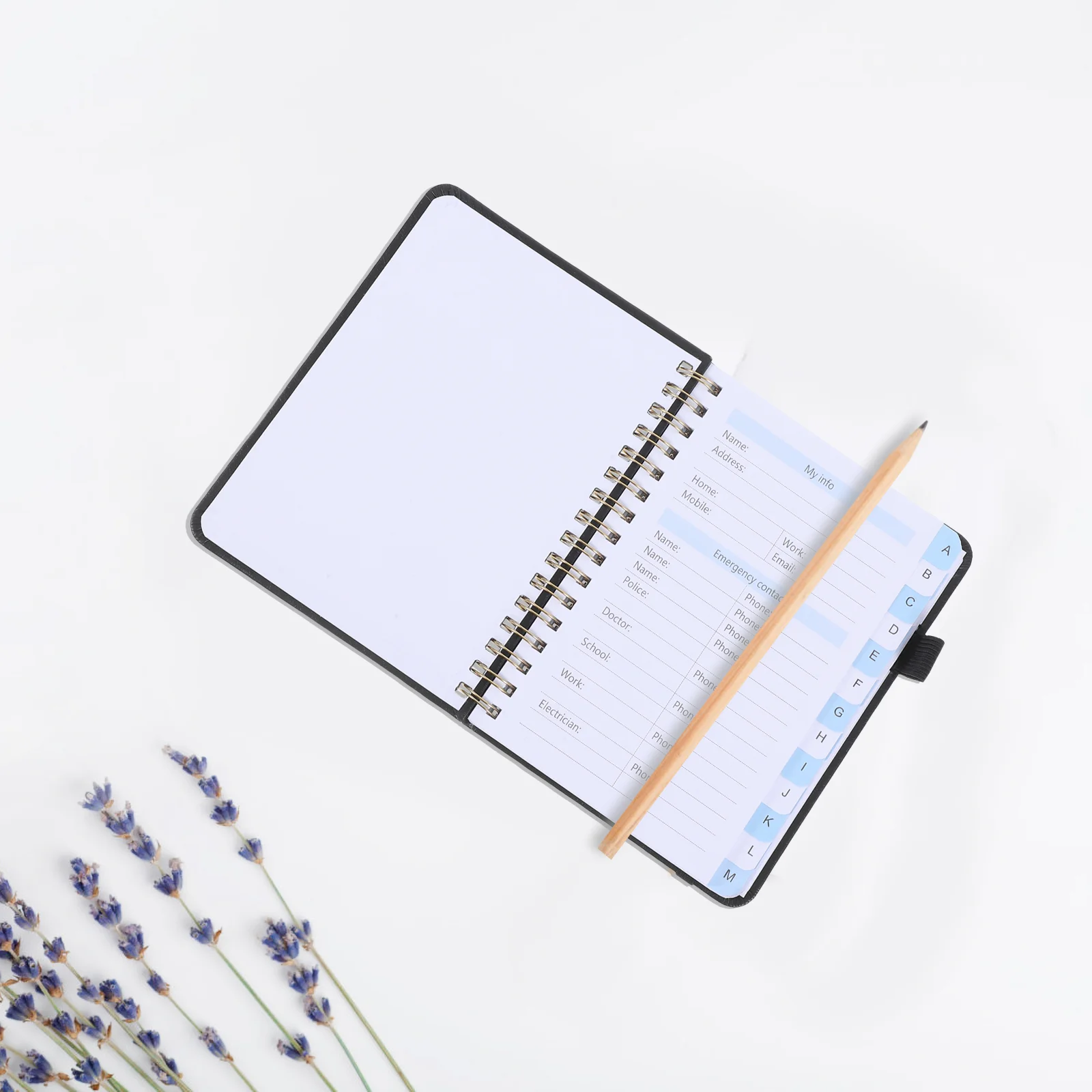 Refillable Address Book Binder with Alphabetical Tabs and Pen Holder ideal for Seniors and Office refillable planner binder