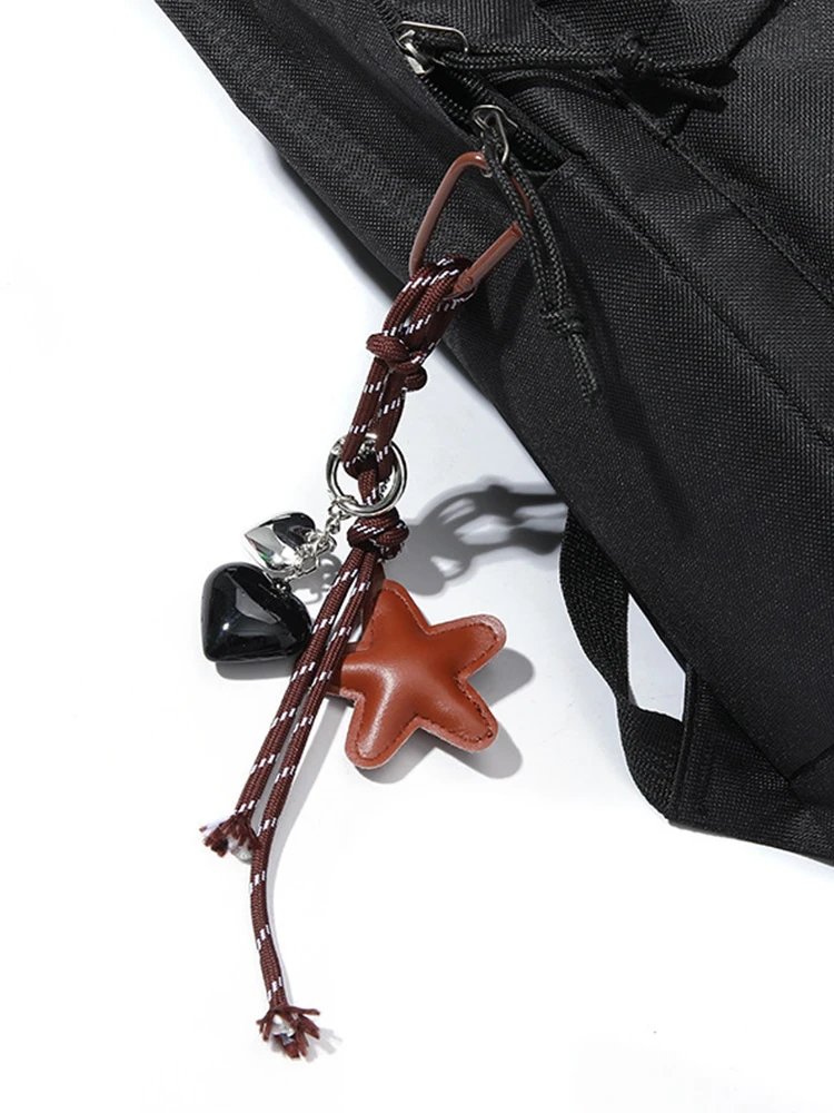 Handmade Leather Starfish Heart Pendants Keychains Cute Star Bag Charm Accessories Keyring for Women Hanging
