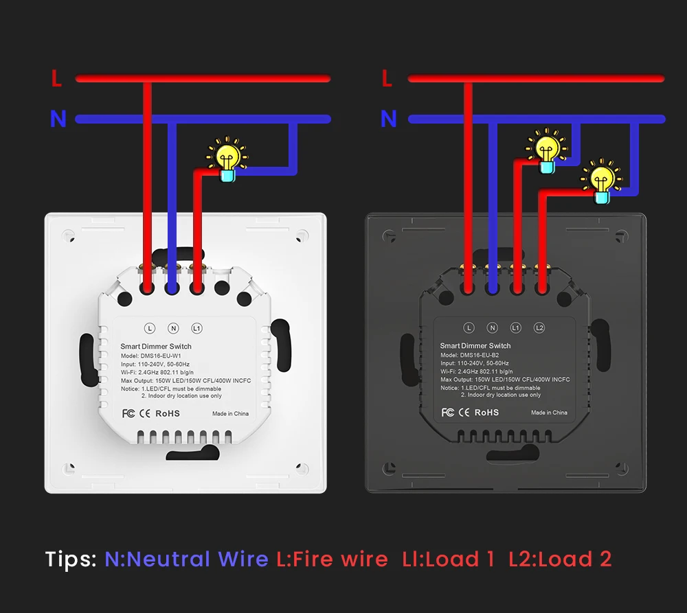WiFi Smart Dimmer Switch,Groove design with Sliding Indicator Light,Support Brig
