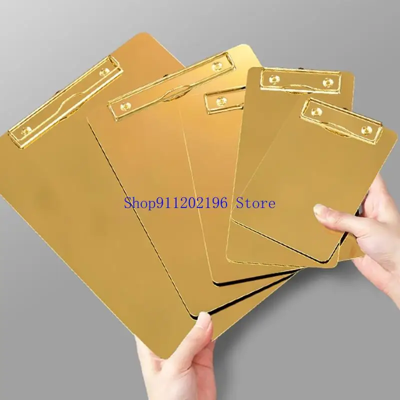 P82A 전문 골드 클립보드 사무실 학교 회의 레스토랑 및 여행용 헤비 듀티 금속 쓰기 클립보드
