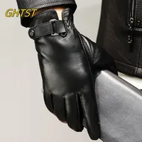 Men Business Driving Gloves Cycling Sheepskin Leather Winter Full Finger Touch Screen Brown Riding Motorcycle Business  Gloves 1