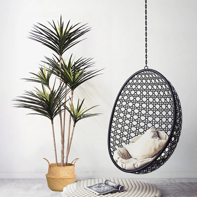 대형 인공 Dracaena 식물 열대 화분에 심은 나무, 가짜 플라스틱 손바닥 잎 사이카 식물, 가정 정원 실내 장식, 90-120cm 