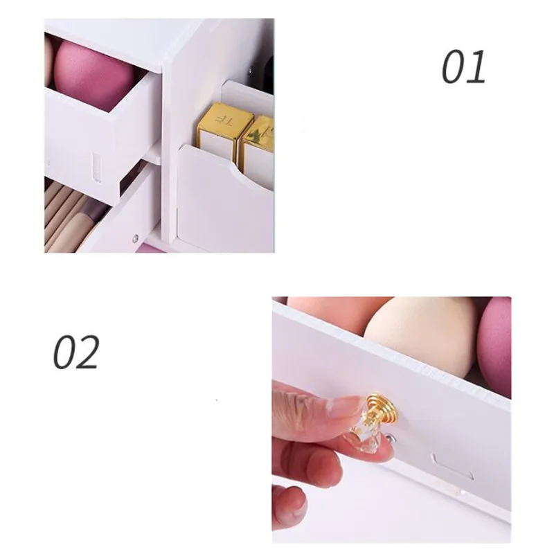 Makeup Organizer Large Capacity Cosmetic Storage Box Drawer Storage  Jewelry Box Desktop NailPolish Makeup Container With Mirror 5