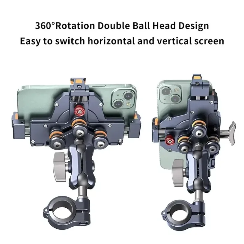 15W Metal Shockproof Motorcycle Phone Holder 4 Vibration Dampener Wireless Charger Fast Charging Motorbike Bicycle Bike Stand