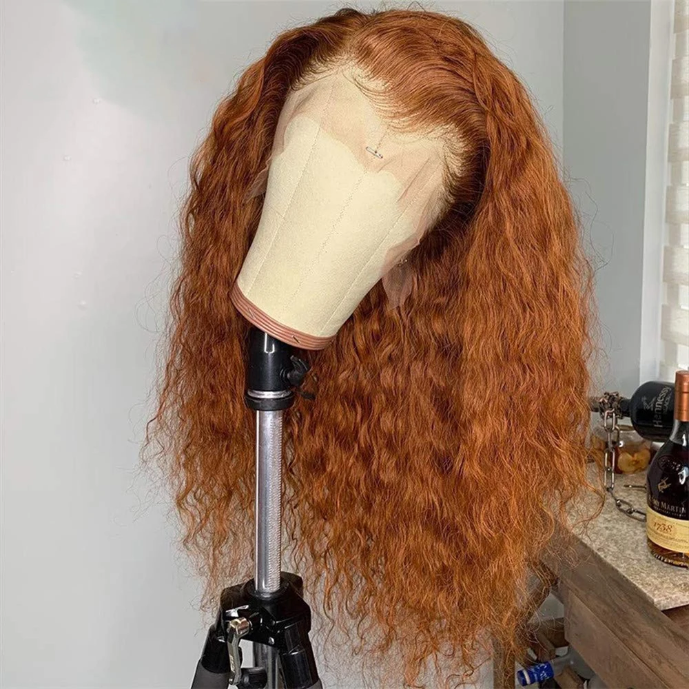 

Soft 26“Long Ginger Orange Kinky Curly 180Density Lace Front Wig For Black Women BabyHair Glueless Preplucked Heat Resistant