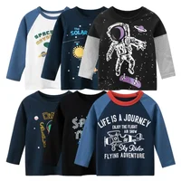 Astronaut Print T-shirts for Boy Cotton Baby Girls Long Sleeve Rocket Tops Child Autumn Space Sweatshirt Kids Clothes Dropship 1