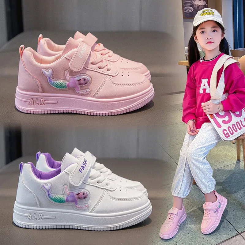 

Kawaii Disney Anime Sneakers Cute Ariel Cartoon Lightweight Comfortable Non-Slip Soft Thick Bottom Casual Shoes Gifts for Kids