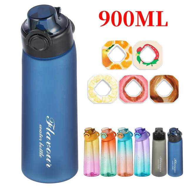 Flavored Water Bottle 900ML Sports Alr Up Drinking Bottle 5 Fruit Fragrance Pods Water Cup for Outdoor Sports Fitness 1
