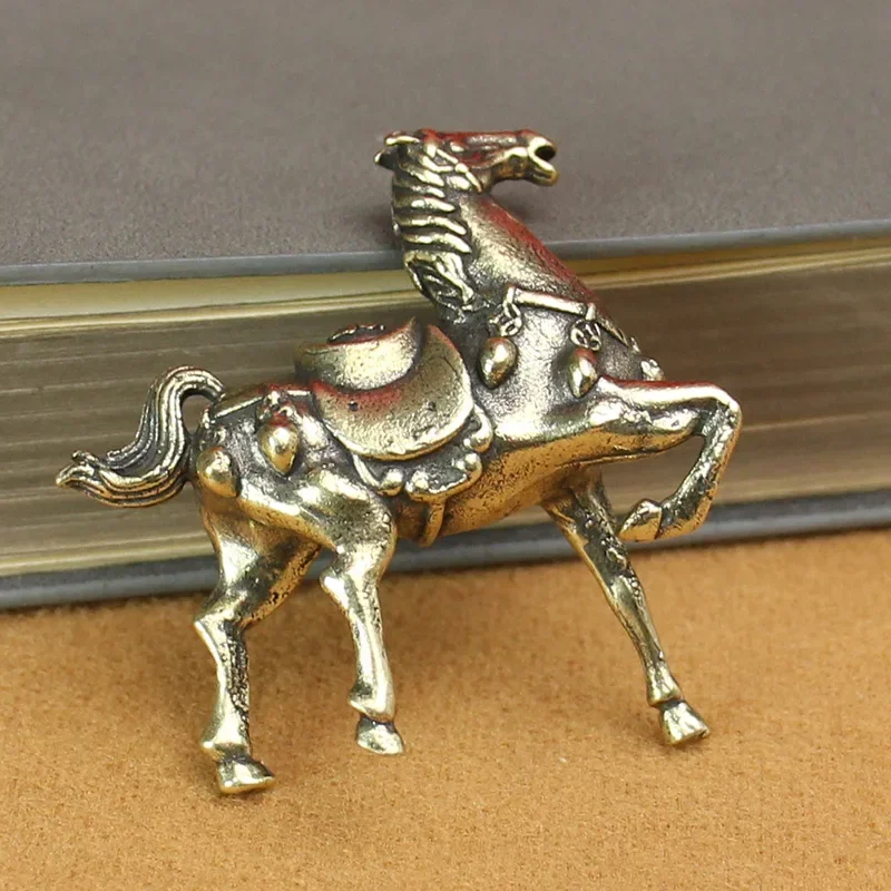 Brass War Horse Feng Shui Horse Figurine Miniatures Bless Your Financial Prosperity Home Porch Office Desktop Decoration Gitfs