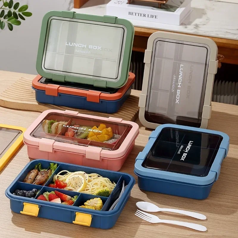 Portable PP Lunch Box with Fork Spoon for Kids Students