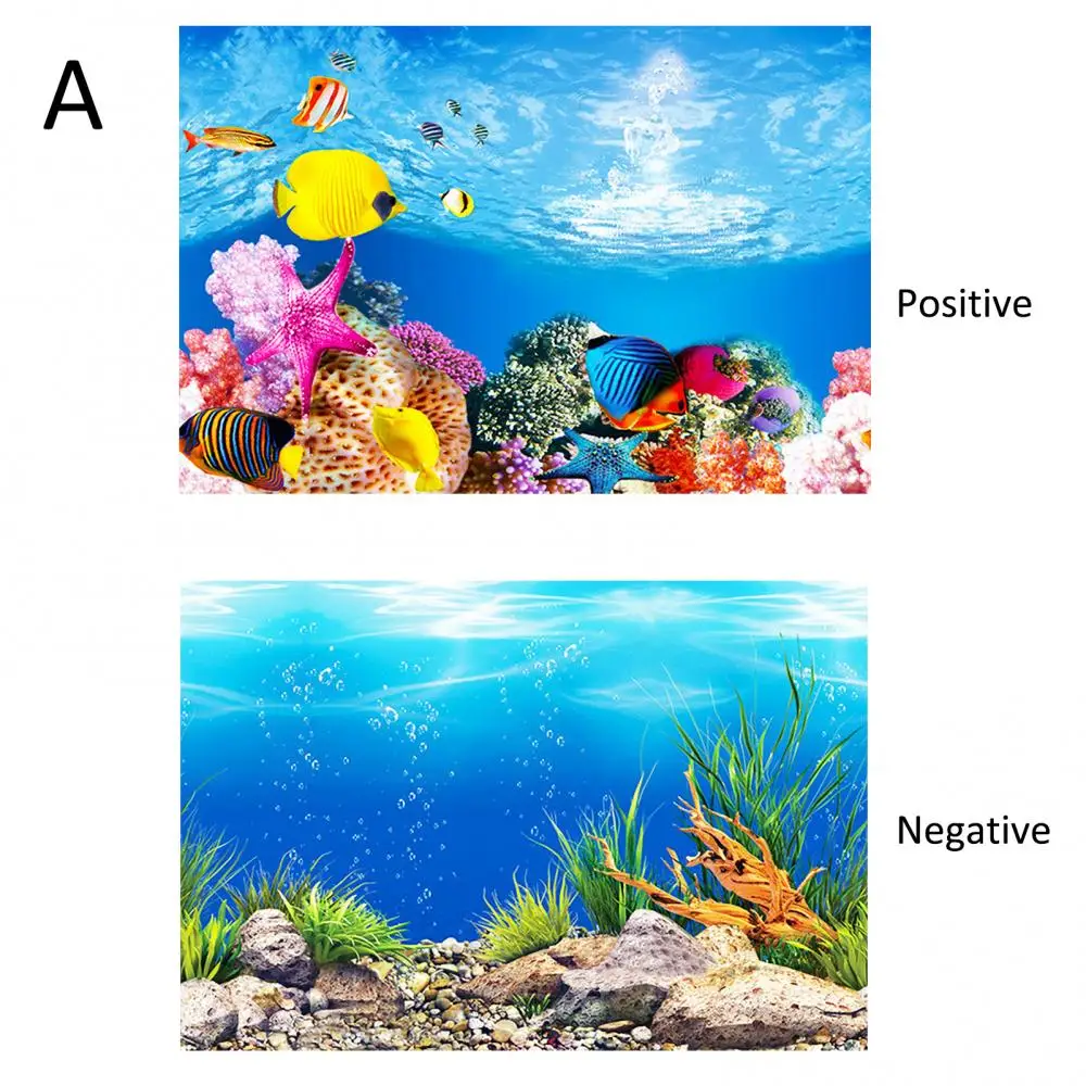 Aquarium Background Poster Ocean Self-adhesive Fish Tank Backdrop Sticker Decor 3D PVC Adhesive Sticker Fish Underwater World