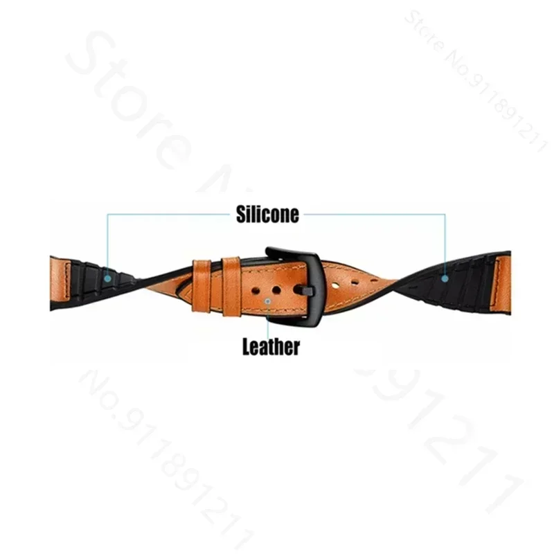 22mm Silicone Leather Hybrid Watchband Bracelet Strap