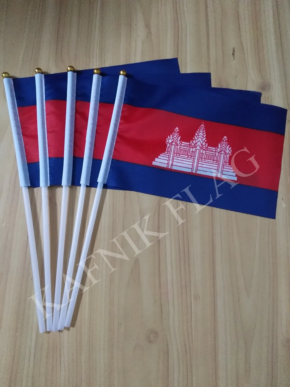 Kafnik, 5 stücke 14*21cm kambodscha hand flagge nationale hand flagge mit stange für werbung dekoration