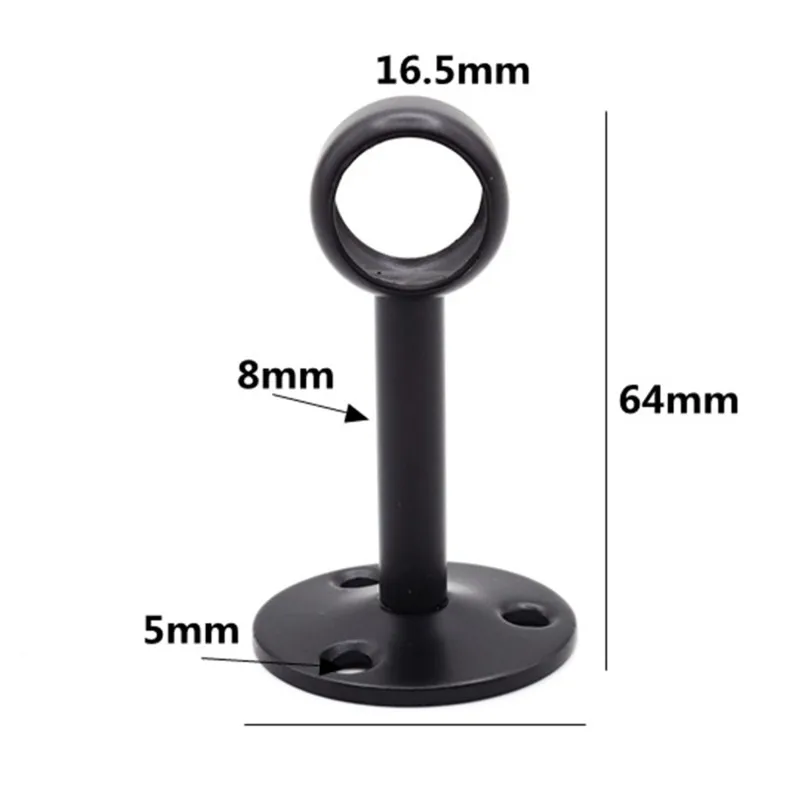 Curtain Ceiling-Mount Bracket Stainless Steel Flange Rod Holder Closet Pole End Supports Socket for 16/22mm Tube