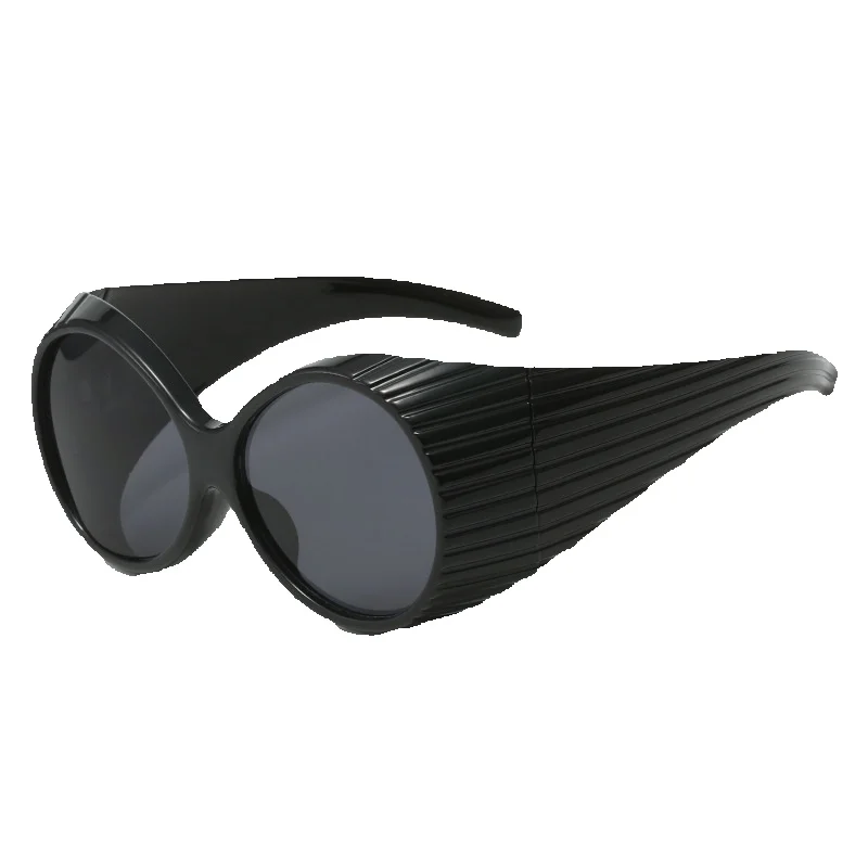 Neue ovale personalisierte Netzwerk-Sonnenbrille in Rot mit großem Rahmen, Show-Style-Linie, modische Sonnenbrille für Damen_voghion.com