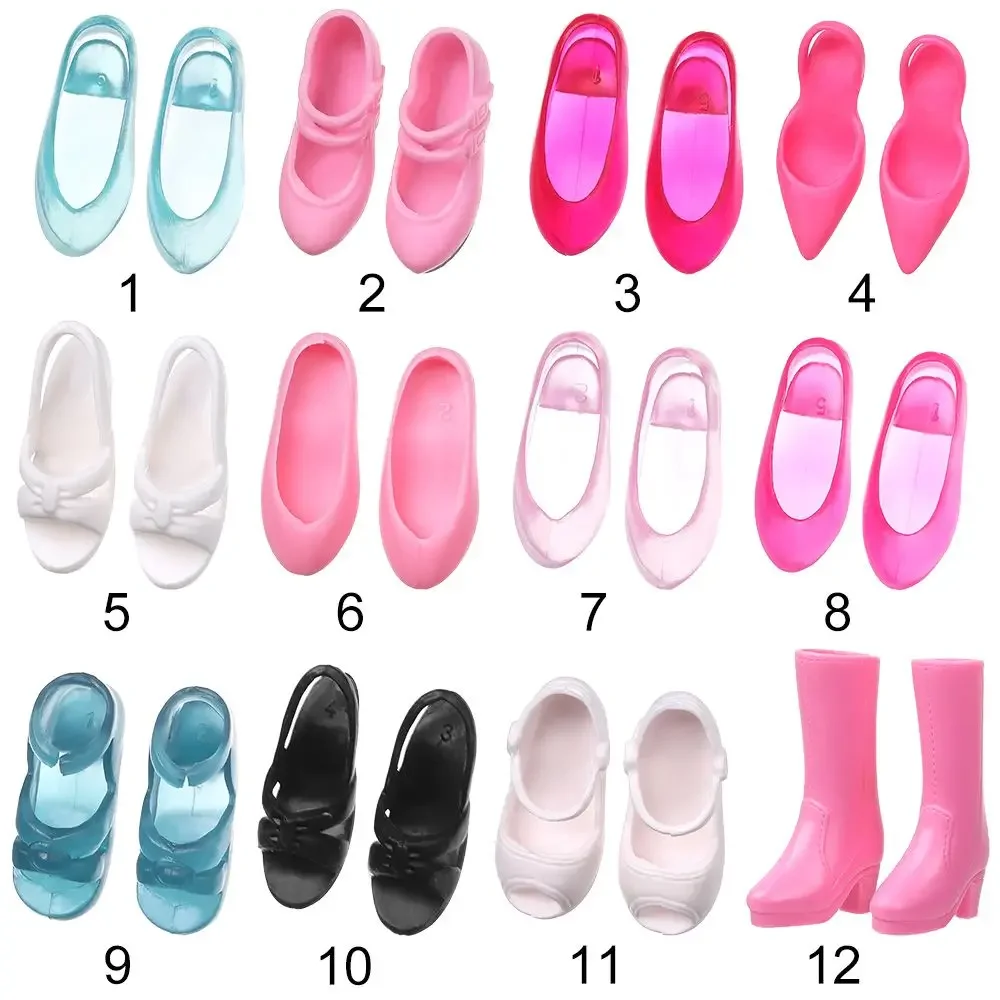 รูปสินค้า รองเท้าบูทพลาสติก 1/6 สำหรับตุ๊กตา BJD พร้อมเครื่องประดับส้นสูง