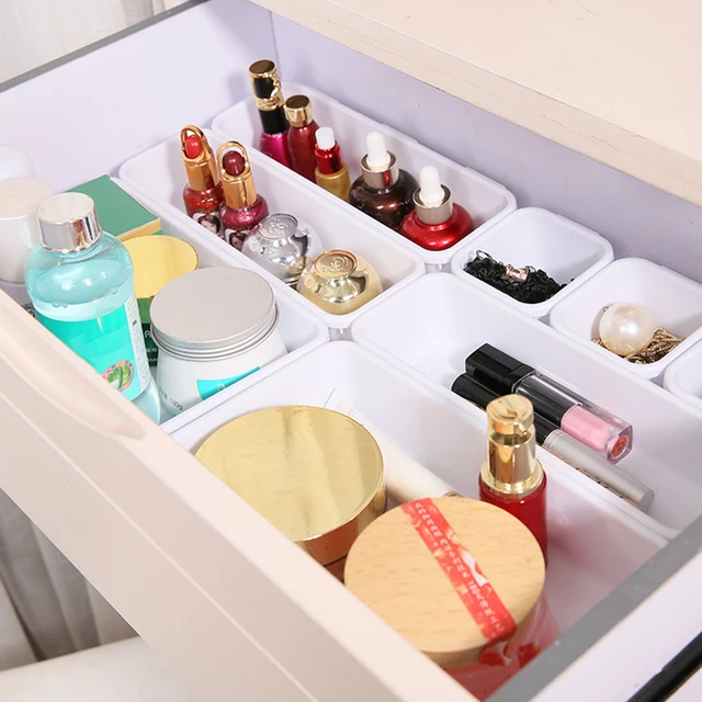 8pcs/set Adjustable Drawer Organizer Box Trays Make Up Cosmetics Sundries Divider Holder Kitchen Bathroom Closet Jewellery Box 3