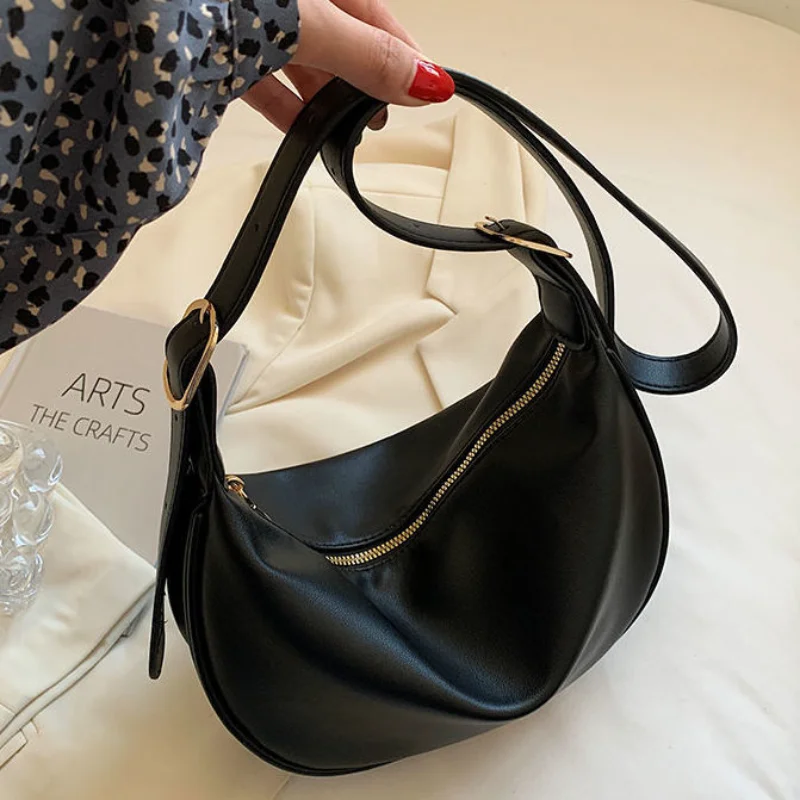 

Женские сумки через плечо с полумесяцем, крутая Повседневная простая сумка на молнии для девочек, Стильная универсальная практичная мягкая сумка из искусственной кожи
