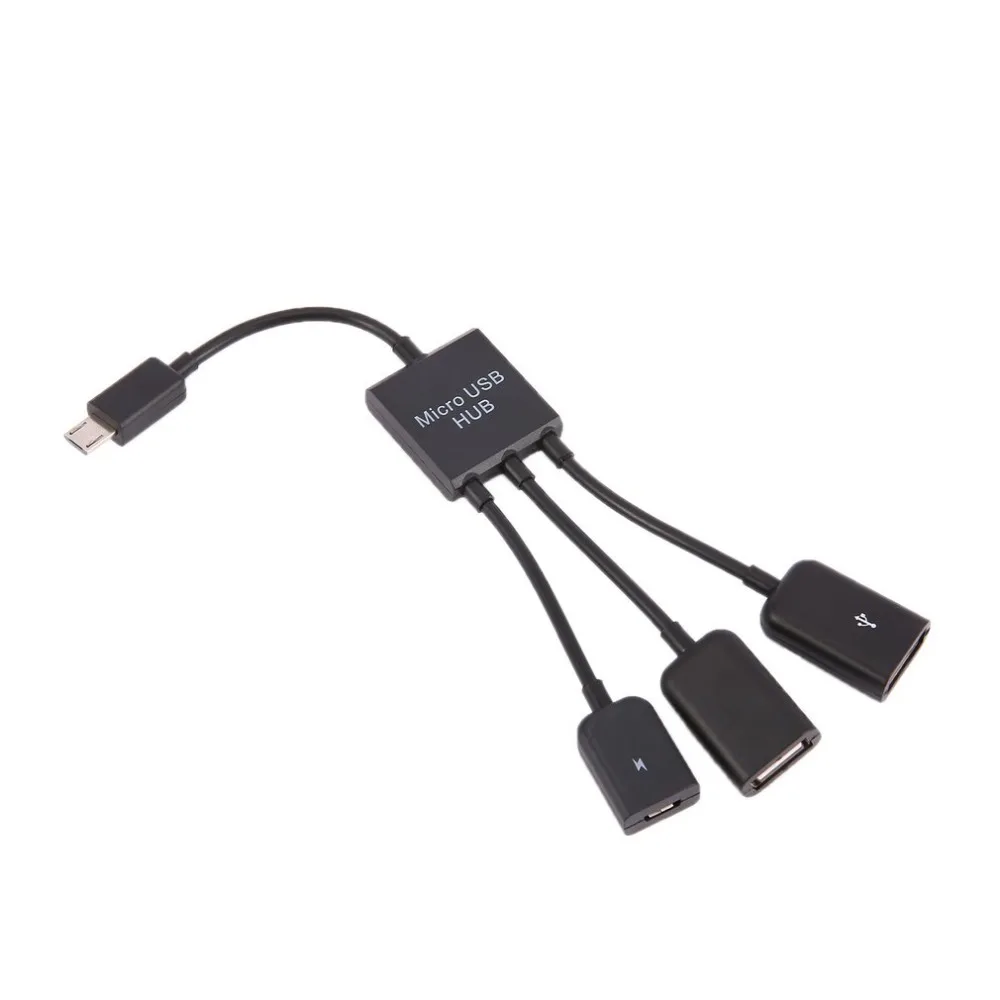 Newest 3 in 1 Micro USB Type C HUB Male to Female Double USB 2.0 Host OTG Adapter Cable For Smartphone Computer Tablet 3 Port