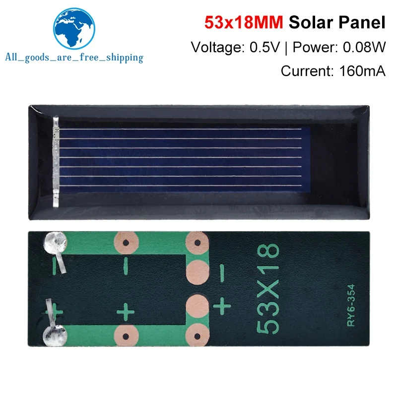 TZT 1/5/10pcs 0.5V 100mA 0.08W 53*18MM 태양 전지 패널 에폭시 다결정 DIY 배터리 전원 충전기 미니 태양 전지 핫 세일