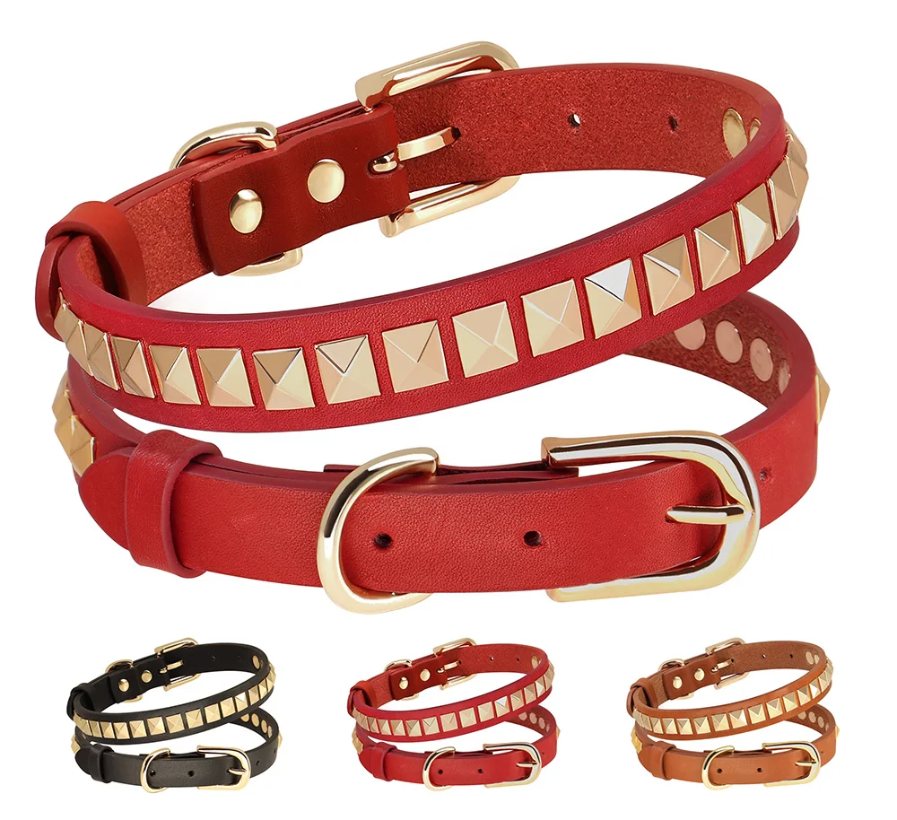 Collare Per Cani Collari Per Cani In Pelle Collana Per Gatti Con Borchie A Spillo Collari Regolabili Per Animali Domestici Pitbull Pug Per Cani Di Tag