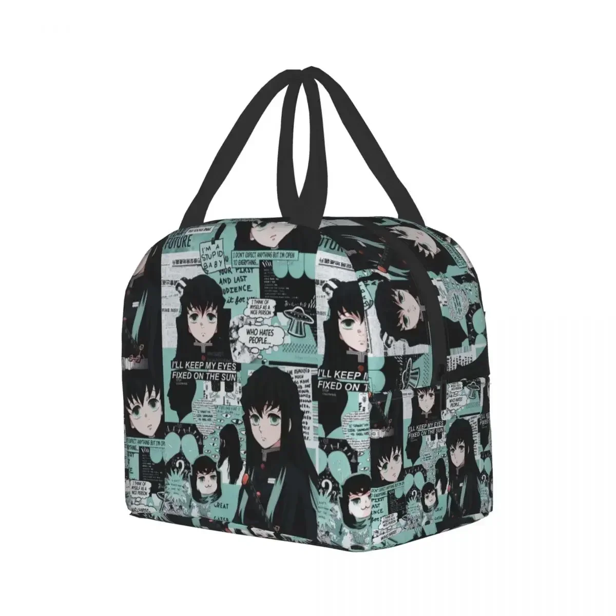 Cute Anime Muichiro Tokito Insulated Lunch Bag for Women Kimetsu No Yaiba Cooler Thermal Bento Box School Food Storage Bag 2