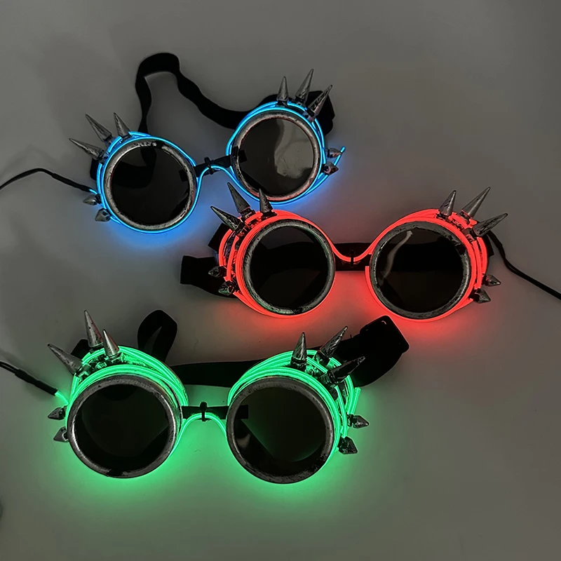 LED-Technologie-Brille, cooles Konzert, DJ-Zubehör, bunte leuchtende futuristische transparente Brille, bunte Roboter-Stern-LED-Brille – Detail 38