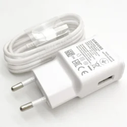 Fast Charging 15W Wall Adapter with USB C Cable - White EU and Cable